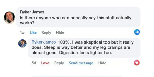 Customer review on Facebook
