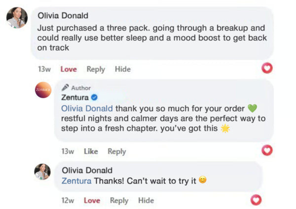 Customer review on Facebook