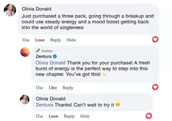 Customer review on Facebook