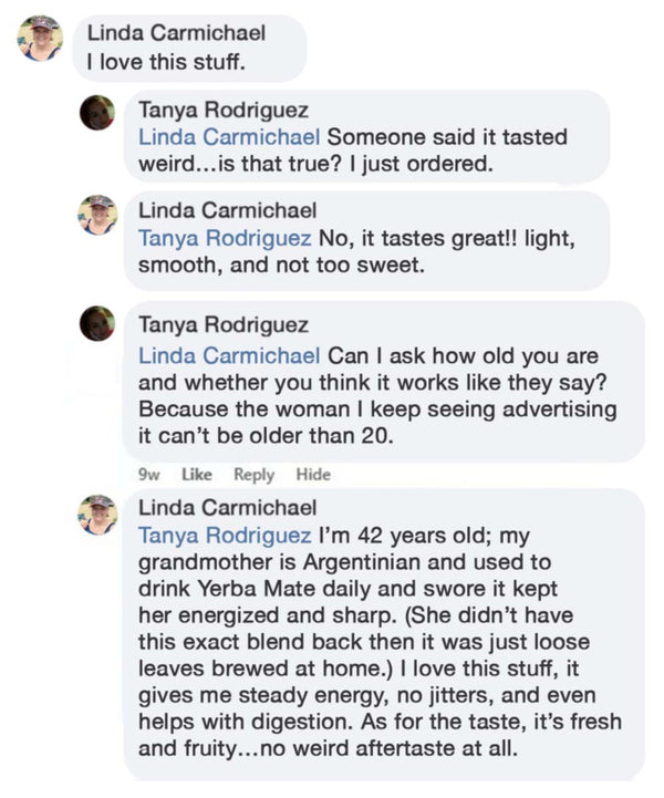 Customer review on Facebook
