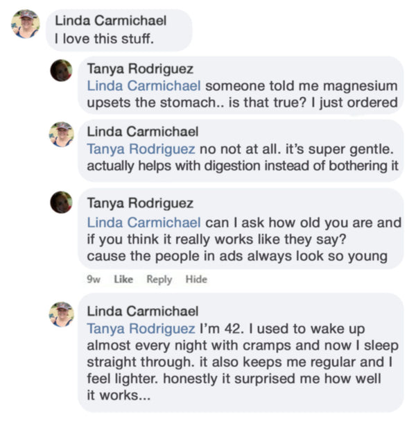 Customer review on Facebook