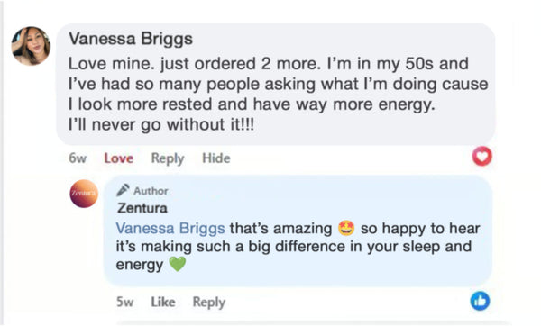 Customer review on Facebook