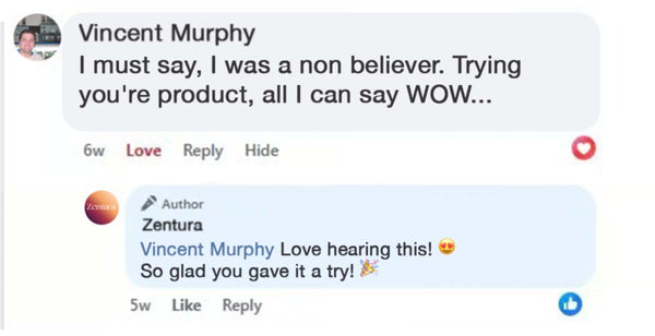 Customer review on Facebook