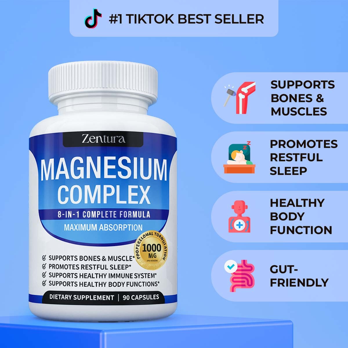 Zentura Magnesium Complex™ – The Complete 8-in-1 Magnesium Solution (90 capsules)