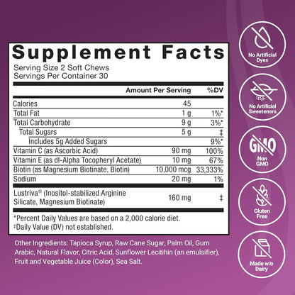 Lustriva™ Hair Growth Accelerator Gummies  – Thicker, Fuller Hair in Weeks (60 soft chews)